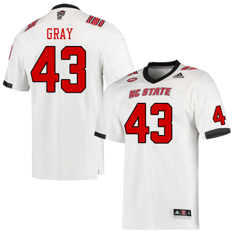 Men #43 Dylan Gray North Carolina State Wolfpacks College Football Jerseys Stitched-White